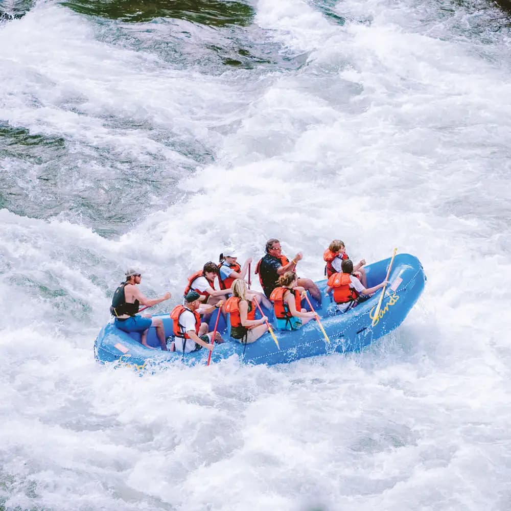 A group Whitewater Rafting