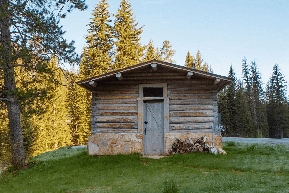 Settlers Cabin at Snake River Sporting Club outside Jackson, Wyoming