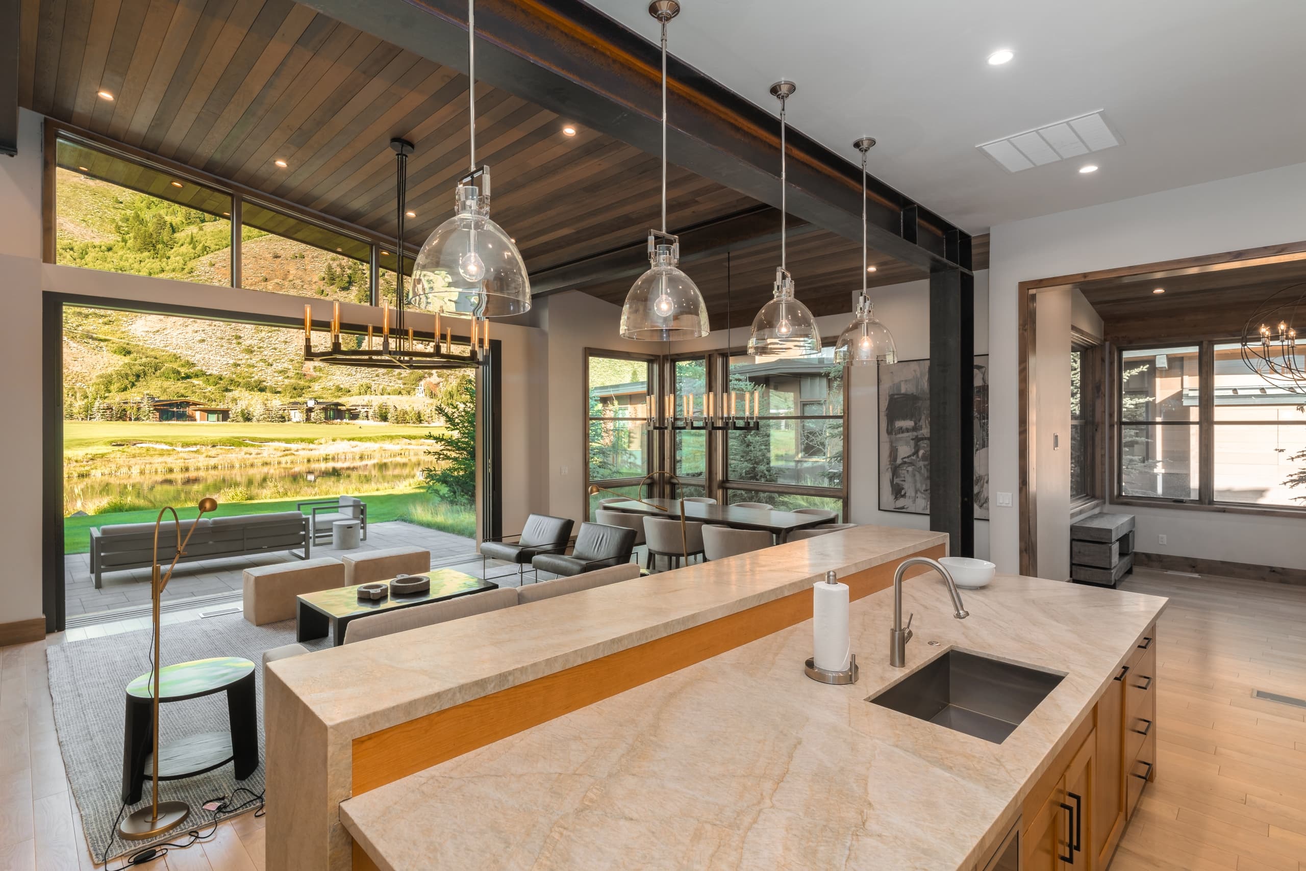 Caddis Cabin kitchen and living space