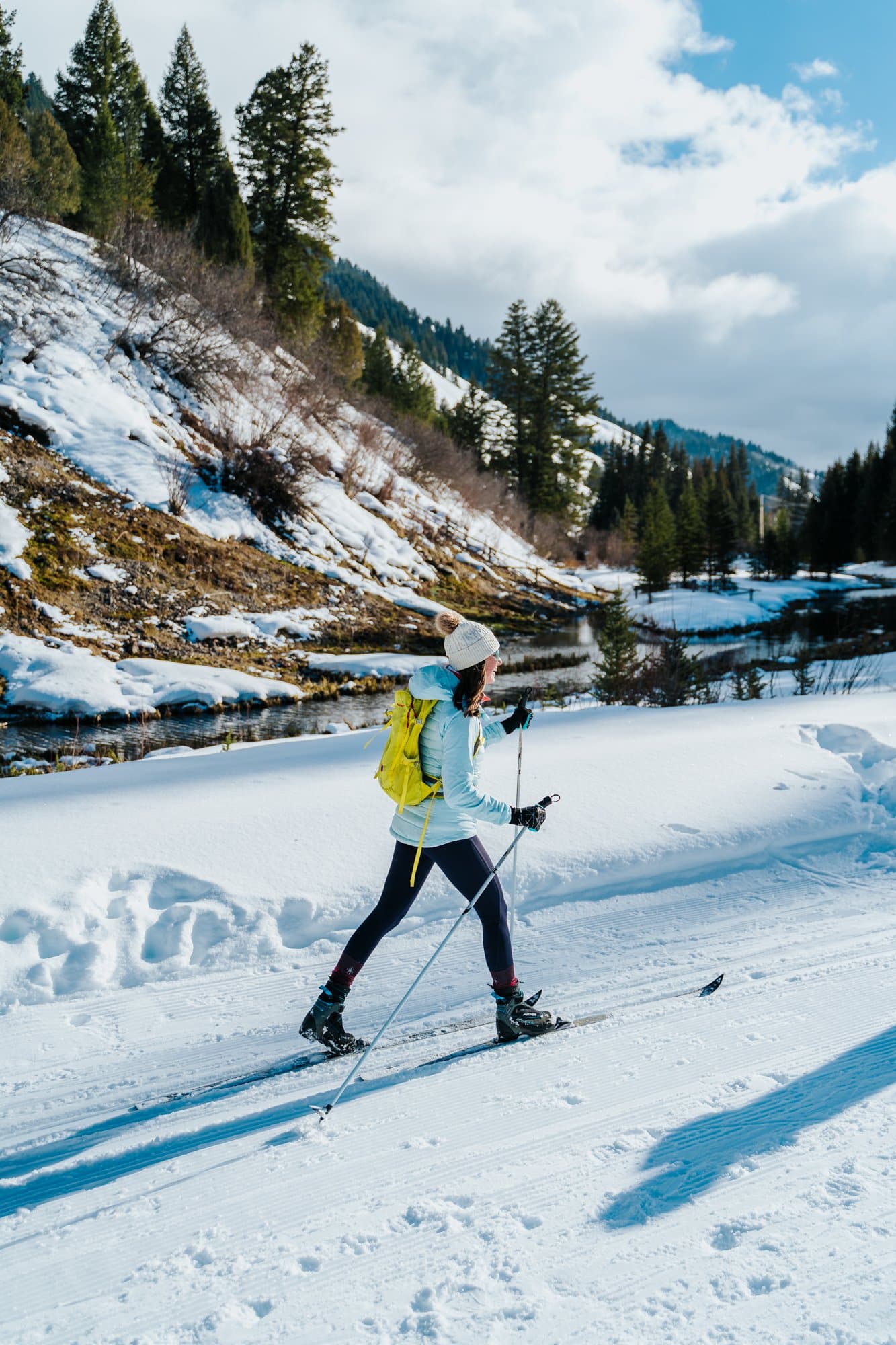 A cross country skier at Snake River Sporting Club in Jackson, WY