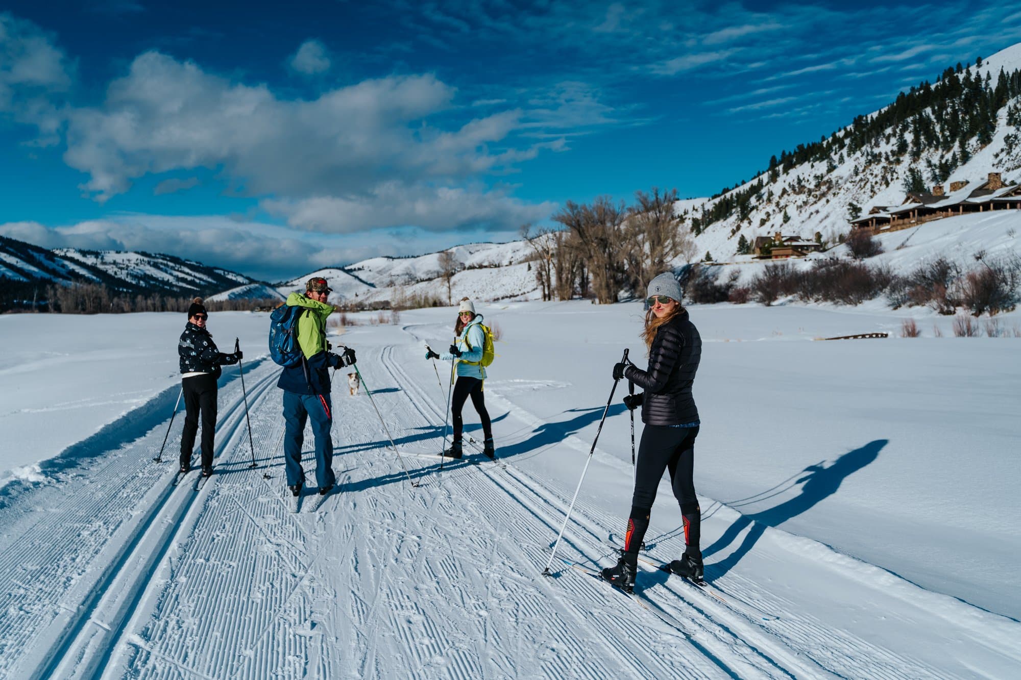 A group of cross country skiers in Jackson Hole, WY