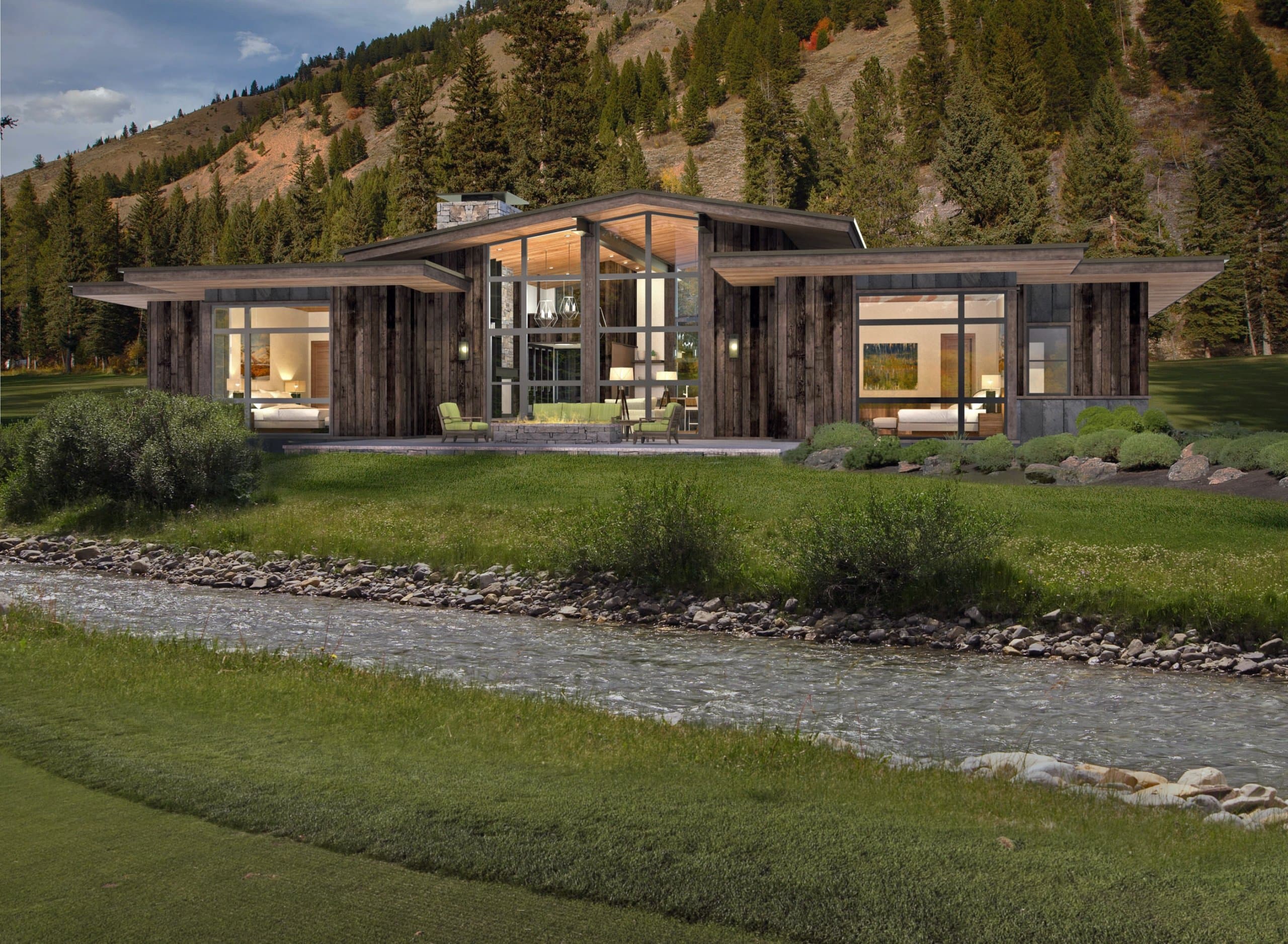 The exterior of a cabin at Snake River Sporting Club
