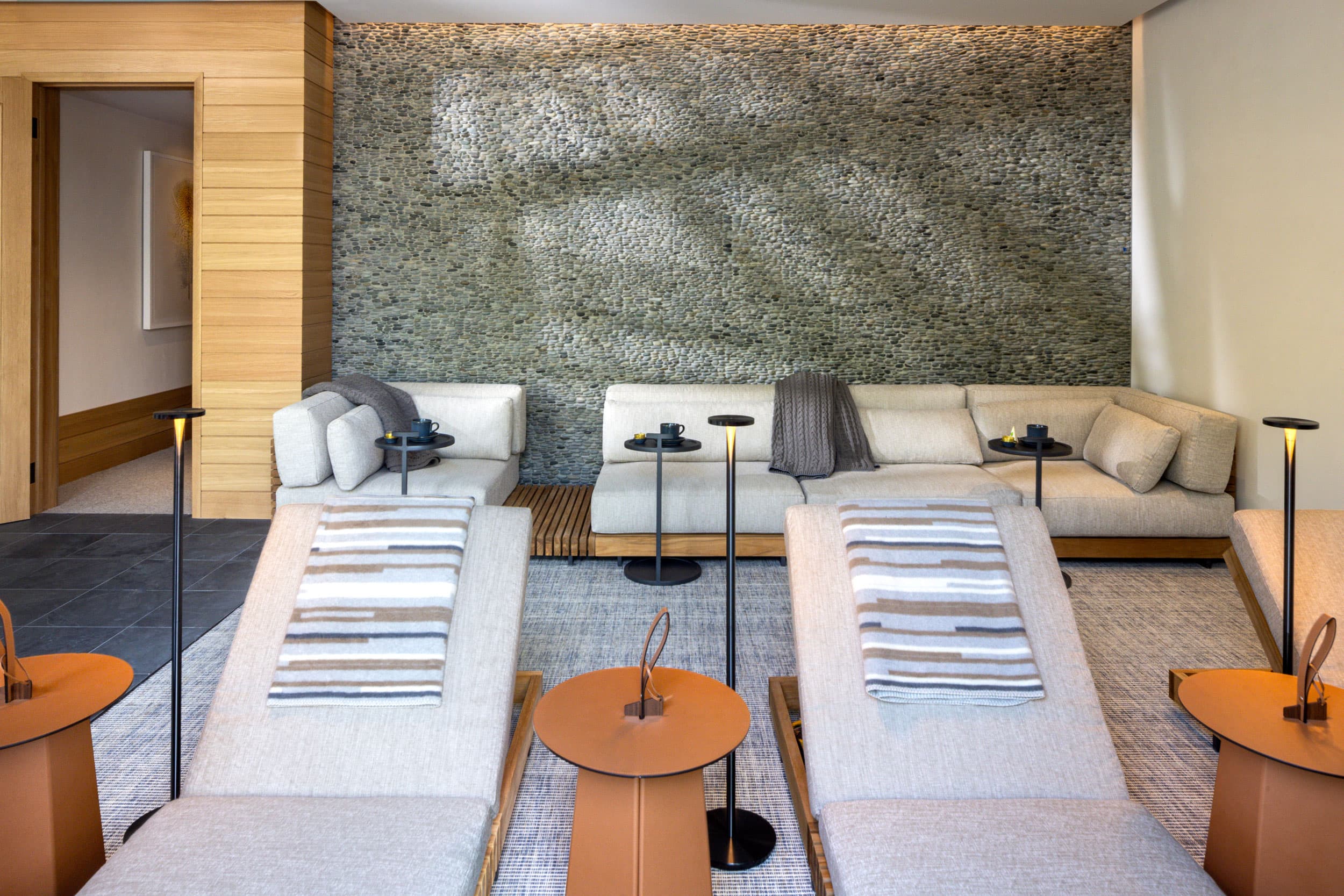 Spa room entrance with chairs